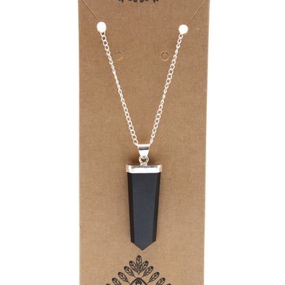 Pendentif Crayon Plat Pierres Précieuses - Agate Noire