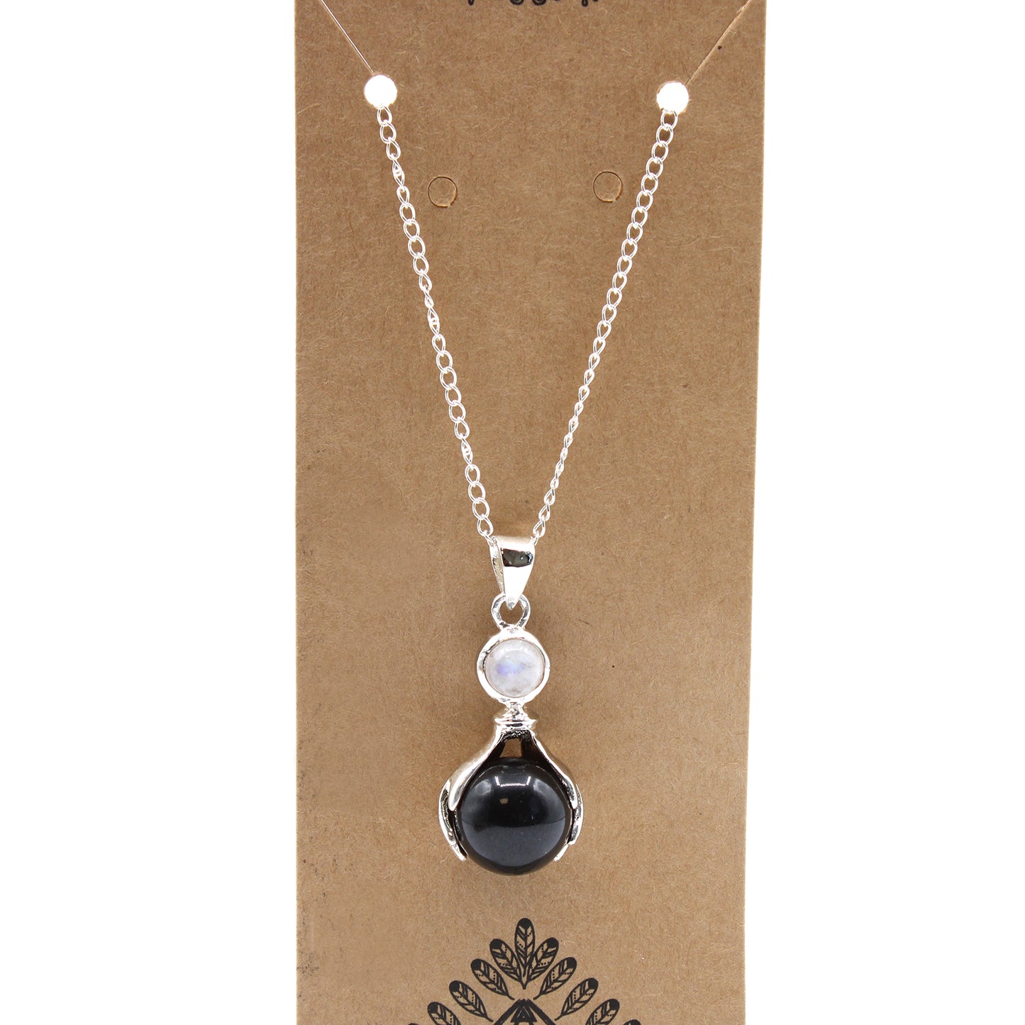 Pendentif Mains Guérisseur Pierres Précieuses - Agate Noire