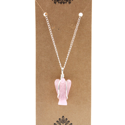 Pendentif Ange Gardien Pierre Précieuse - Quartz Rose