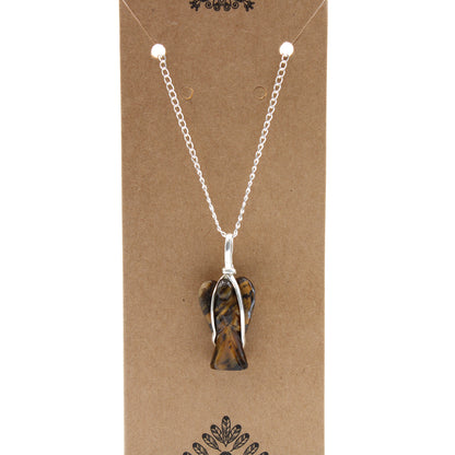 Pendentif Ange Gardien Pierre Gemme - Oeil de Tigre