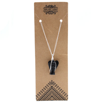 Pendentif Ange Gardien Pierre Gemme - Agate Noire