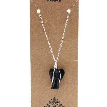 Pendentif Ange Gardien Pierre Gemme - Agate Noire