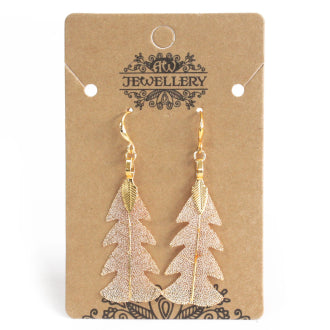 Boucles d'oreilles - Feuille de Sapin Festive Or