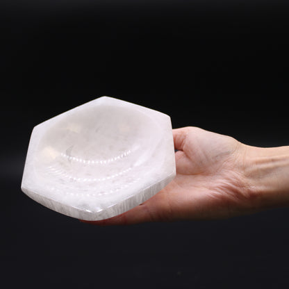 Bol hexagonal en Sélénite - 15 cm