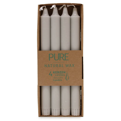 Bougie Dîner Pure Cire Naturelle 25x2,3 - Gris Argent
