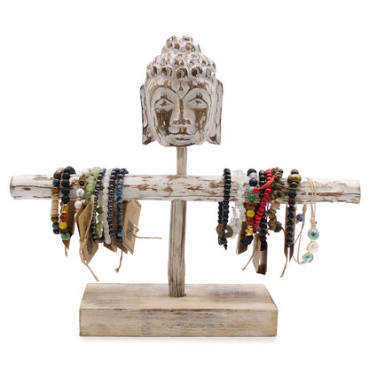 Présentoir à Bijoux en Bois une Branche et Bouddha - Bois Blanchi