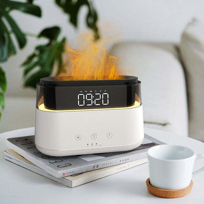 Diffuseur d'Arômes Moderne - Horloge Led - USB-C - Effet Flamme