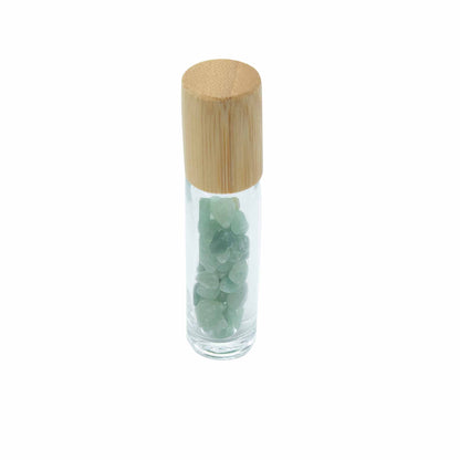 Flacon Roll-on Huile Essentielle & Pierres Précieuses - Aventurine - Bouchon en bois