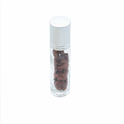 Flacon Roll-on Huile Essentielle & Pierres Précieuses  - Jaspe Rouge - Bouchon Argenté