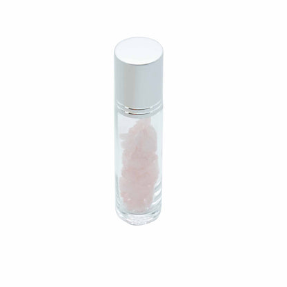 Flacon Roll-on Huile Essentielle & Pierres Précieuses  - Quartz Rose - Bouchon Argenté