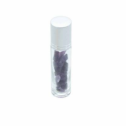 Flacon Roll-on Huile Essentielle & Pierres Précieuses  - Améthyste  -  Bouchon Argenté