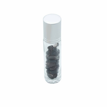 Flacon Roll-on Huile Essentielle & Pierres Précieuses - Tourmaline Noire  -  Bouchon Argenté