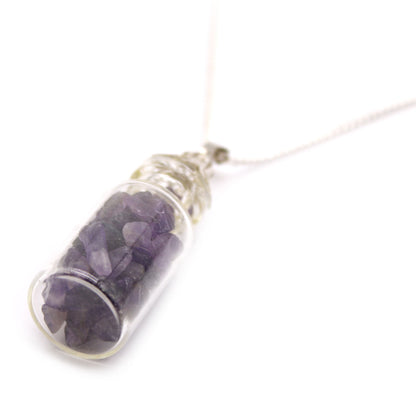 Collier de Pierres Précieuses en Bouteille - Améthyste