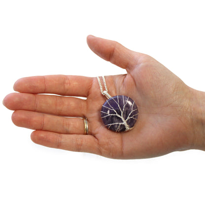 Collier de Pierres Précieuses Arbre de Vie - Améthyste