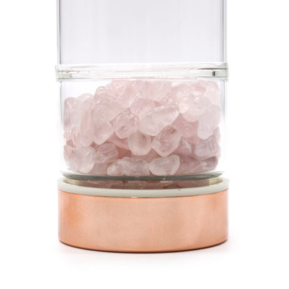 Bouteille Infuseur à Thé en Verre de Cristal - Or Rose - Quartz Rose