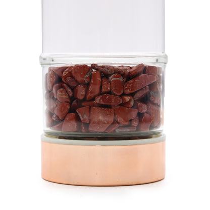 Bouteille Infuseur à Thé en Verre de Cristal - Or Rose - Jaspe Rouge