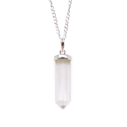 Pendentif pointe classique en pierres précieuses - Quartz de roche
