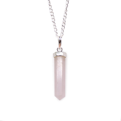 Pendentif pointe classique en pierres précieuses - Quartz rose