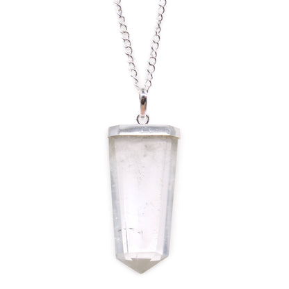 Pendentif crayon plat en pierres précieuses - Quartz de roche