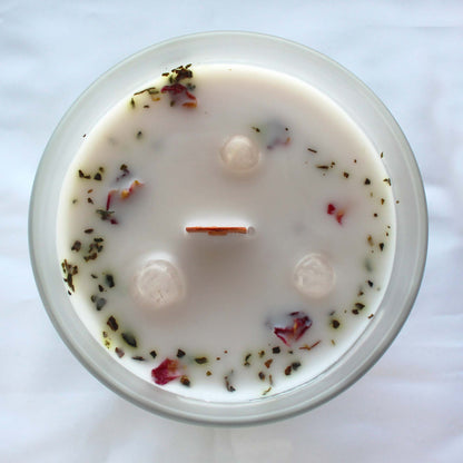 Bougie à la Rose avec Pierre Précieuse Quartz rose - Amour