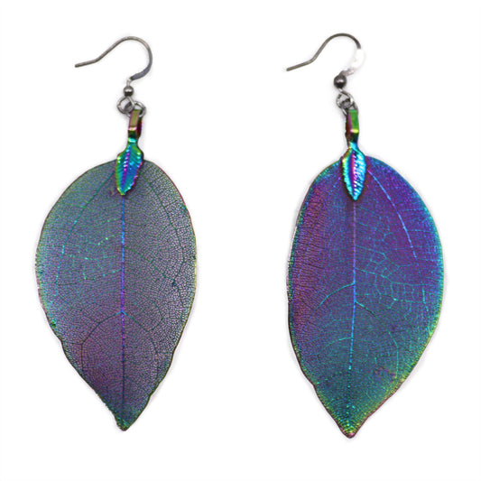 Boucles d'Oreilles - Feuilles Gouttes - Multicolore