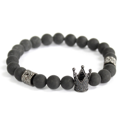 Bracelet Pierre Fine - Couronne Cristal/ Agate Noire