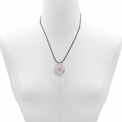 Pendentif Arbre de Vie - Quartz Rose