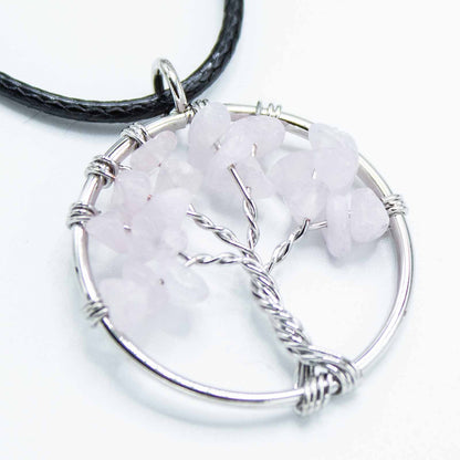 Pendentif Arbre de Vie - Quartz Rose