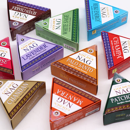 Cônes d'Encens à Refoulement  Jumbo Golden Nag 42g - Reiki Energie