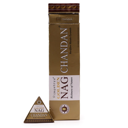Cônes d'Encens à Refoulement  Jumbo Golden Nag 42g- Chandan