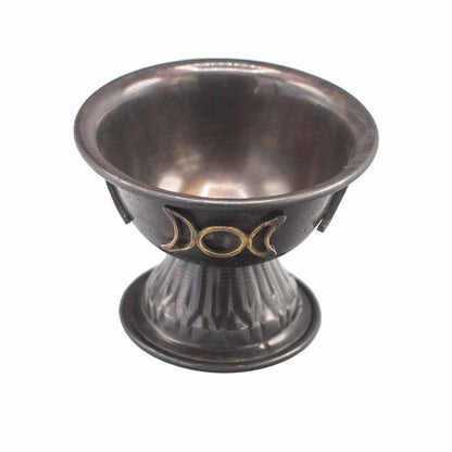 Calice Rituel en Cuivre Antique Triple Lune 10x8cm