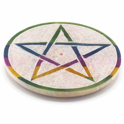 Porte-Encens Disque en Stéatite 8cm - Pentagone