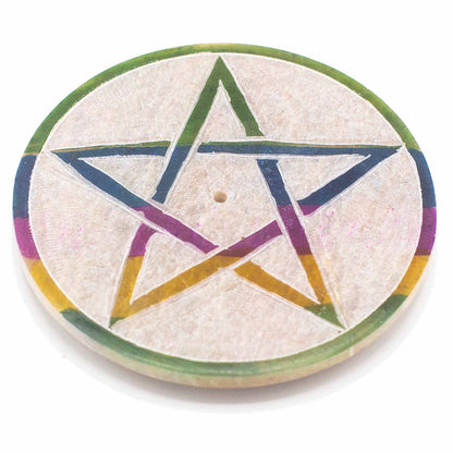 Porte-Encens Disque en Stéatite 8cm - Pentagone