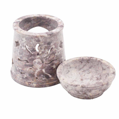 Petit Brûleur à Huile en Pierre Ollaire 8cm - Soleil & Etoiles
