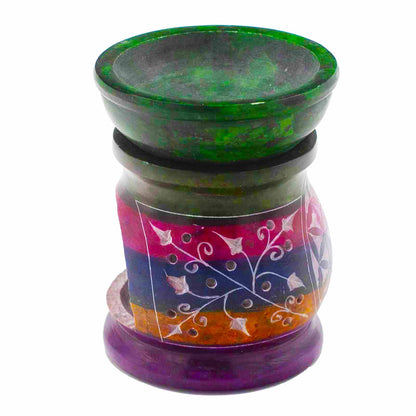 Brûleur à Huile en Pierre Ollaire 10cm - Fleur de Vie - Cinq couleurs