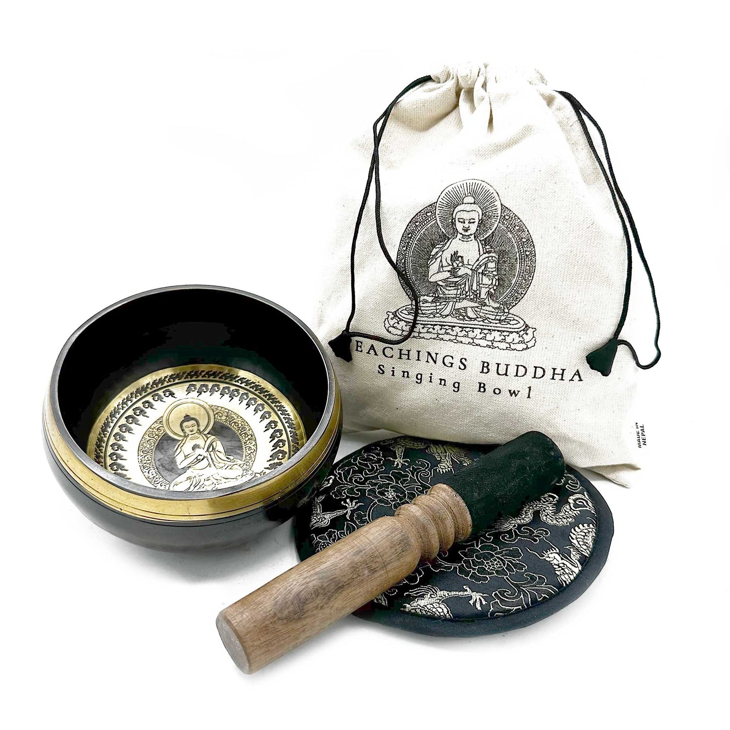 Coffret Cadeau Bol Chantant Gravé à la Main - 14cm - Enseignements de Bouddha