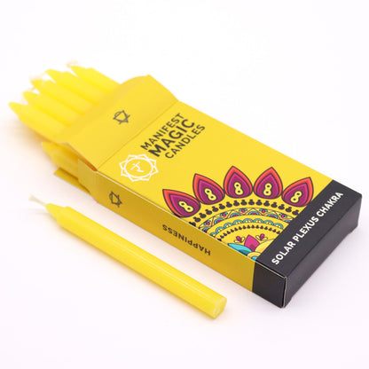 Bougies Magiques Manifeste (pack de 12) - Jaune - Chakra du Plexus Solaire