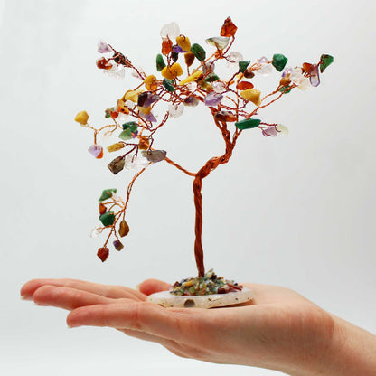Grand Arbre de Pierres Précieuses - Multiples pierres sur Base d'Agate Naturelle (100 pierres)