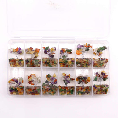 Mini Arbre de Pierres Précieuses sur Base d'Orgonite - Multi-pierres (15 pierres)