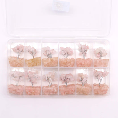 Mini Arbre de Pierres Précieuses sur Base d'Orgonite - Quartz Rose (15 pierres)