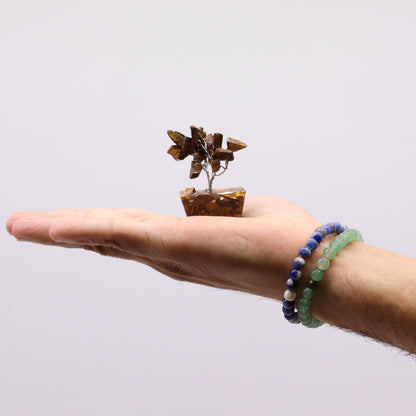 Mini Arbre de Pierres Précieuses sur Base d'Orgonite - Mélange Assorti (15 pierres)