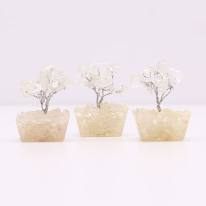 Mini Arbre de Pierres Précieuses sur Base d'Orgonite - Quartz de Roche (15 pierres)