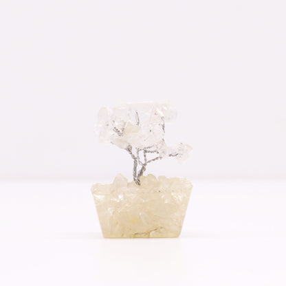 Mini Arbre de Pierres Précieuses sur Base d'Orgonite - Quartz de Roche (15 pierres)