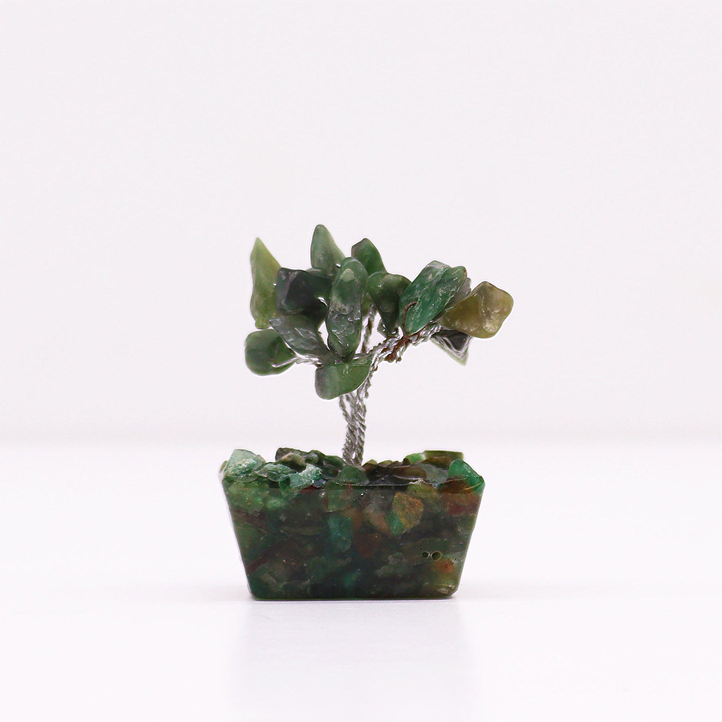 Mini Arbre de Pierres Précieuses sur Base d'Orgonite - Aventurine Verte (15 pierres)