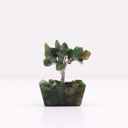 Mini Arbre de Pierres Précieuses sur Base d'Orgonite - Aventurine Verte (15 pierres)