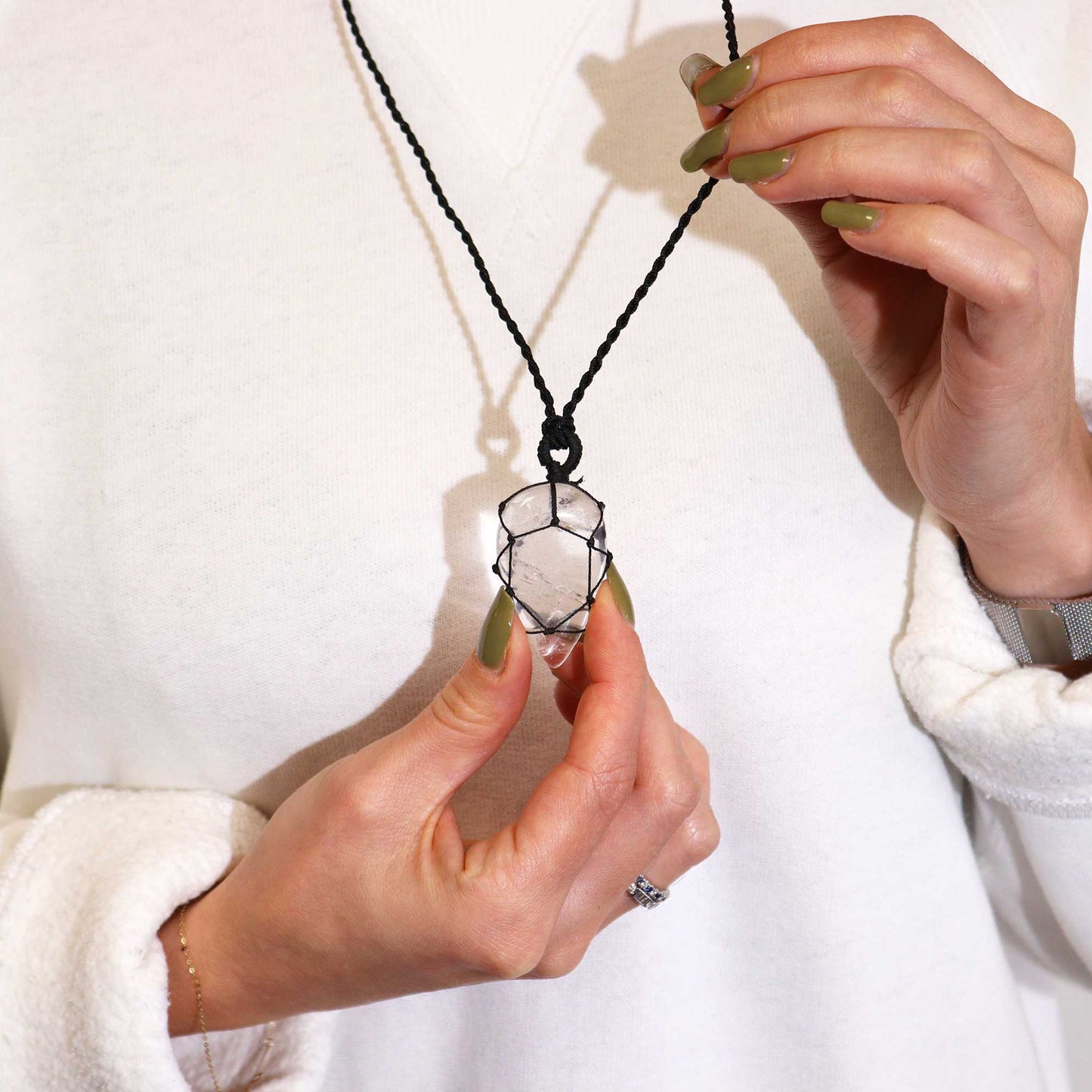 Pendentif en Forme de Goutte en Pierre Précieuse - Quartz Rocheux