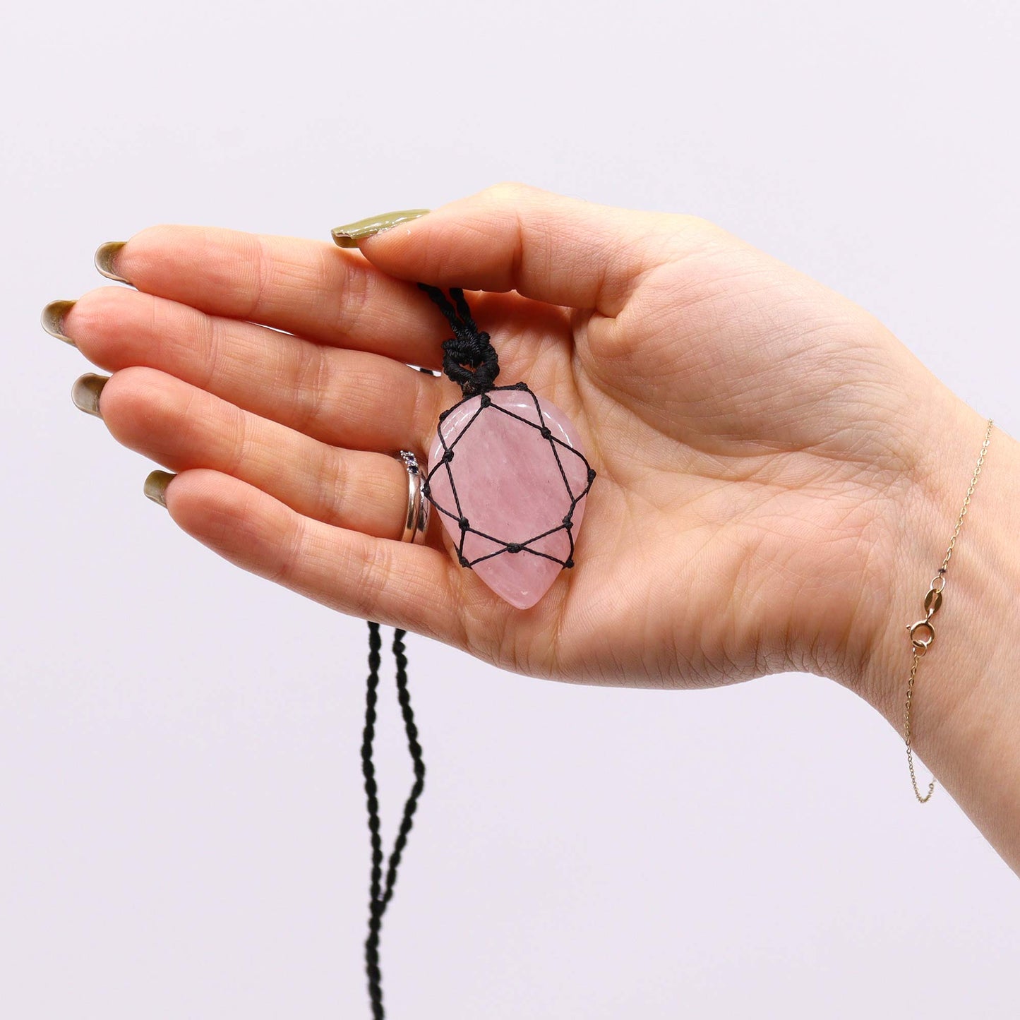 Pendentif en Forme de Goutte en Pierre Précieuse - Quartz Rose