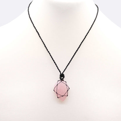 Pendentif en Forme de Goutte en Pierre Précieuse - Quartz Rose