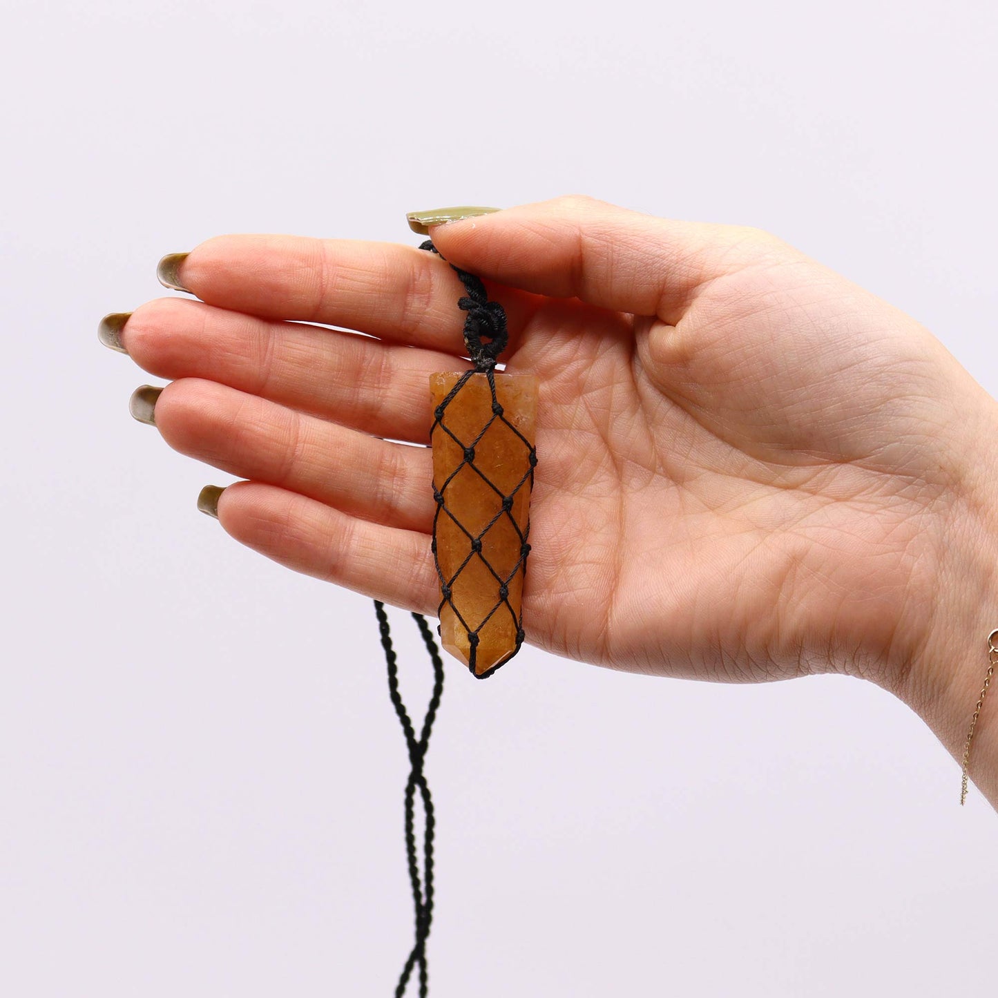 Pendentif en Pierre Précieuse Plate - Quartz Doré