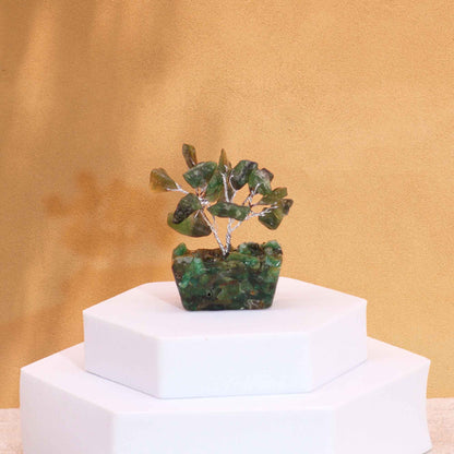 Mini Arbre de Pierres Précieuses sur Base d'Orgonite - Aventurine Verte (15 pierres)